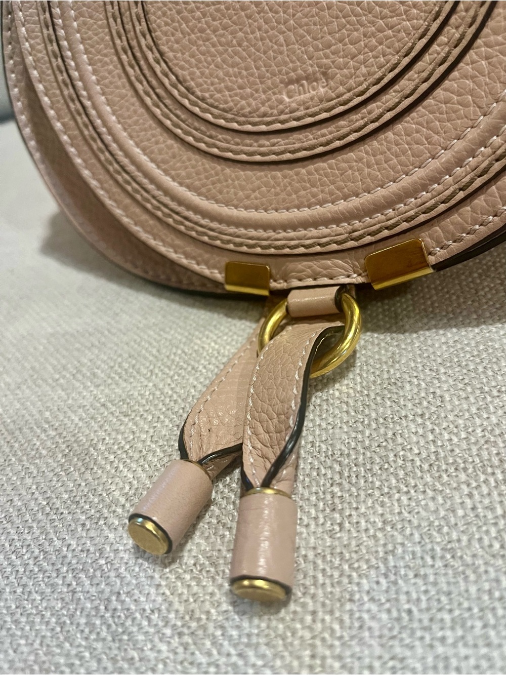 Chloe Marcie Small Pebbled Leather Crossbody in Dusty Pink with dust bag - Picture 2 of 11